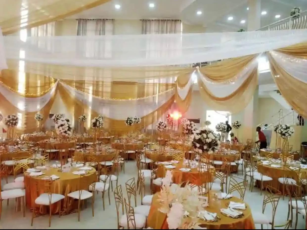 Elegant Gold & White Event Decoration